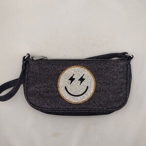 SkinnyDip London dark gray metallic 🖤 smiley shoulder bag